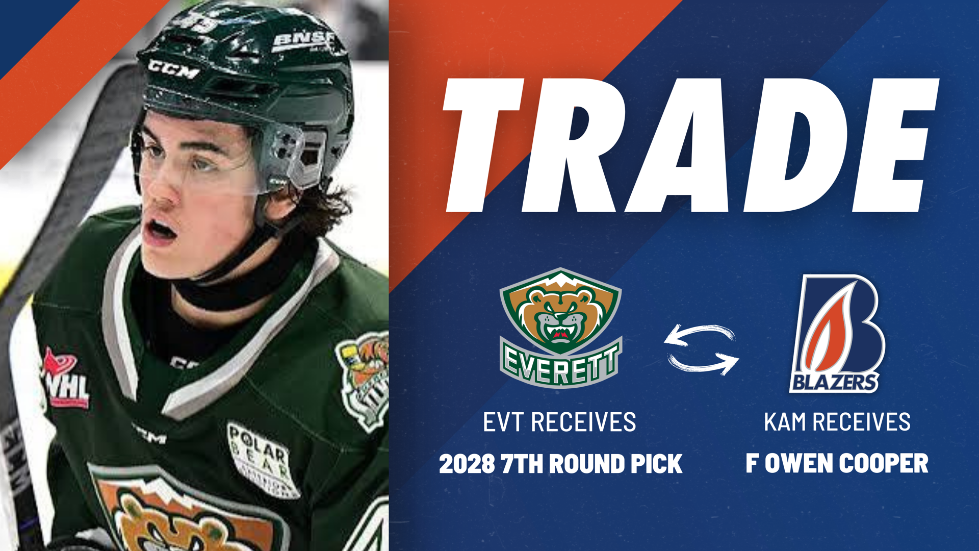 BLAZERS ACQUIRE OWEN COOPER FROM EVERETT